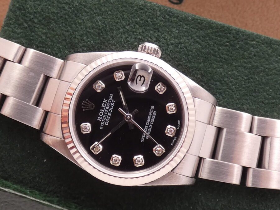 Rolex Datejust Mid-size Lady 68274 Diamond Dial Ghiera Oro Bianco ANNO 1986 Automatico - immagine 3