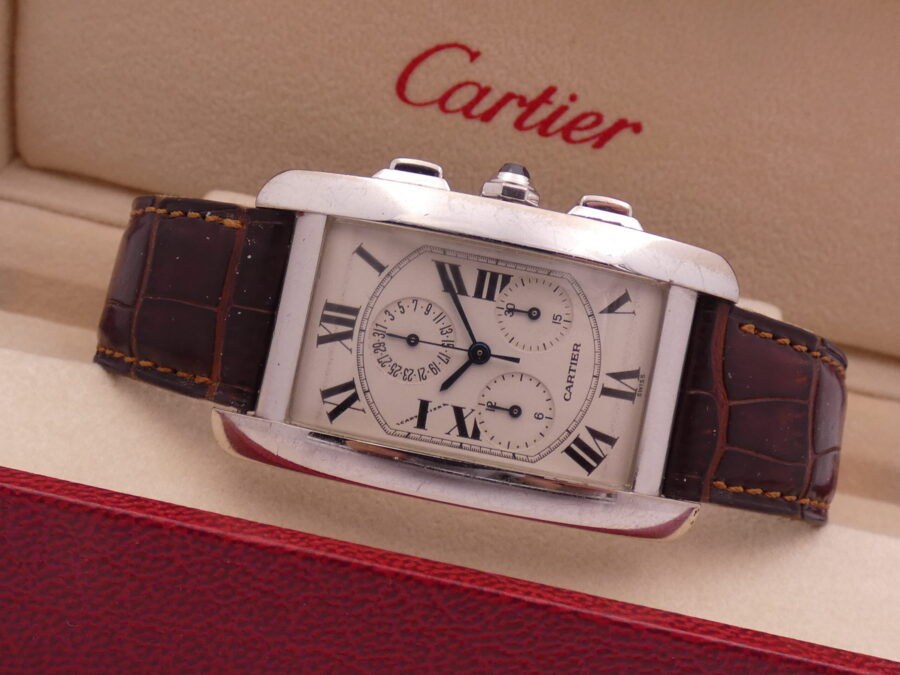 Cronografo Cartier Tank Americaine 2312 Oro Bianco 18 Kt ANNI '2000s - immagine 4