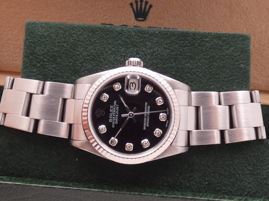 Rolex Datejust Mid-size Lady 68274 Diamond Dial Ghiera Oro Bianco ANNO 1986 Automatico - immagine 4