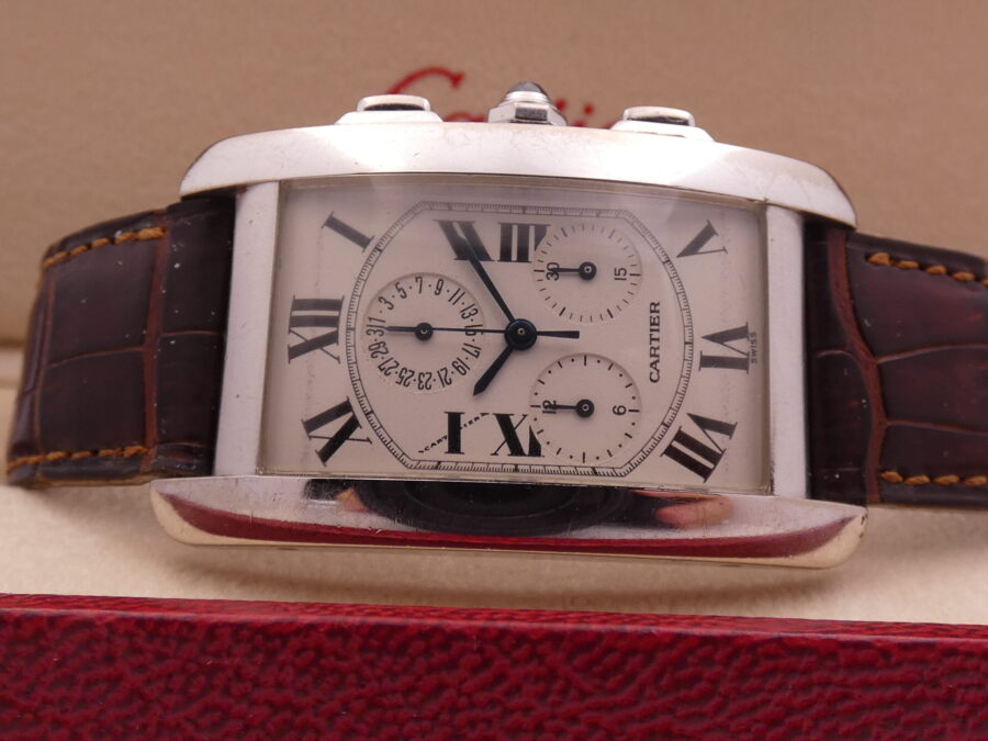 Cronografo Cartier Tank Americaine 2312 Oro Bianco 18 Kt ANNI '2000s - immagine 5