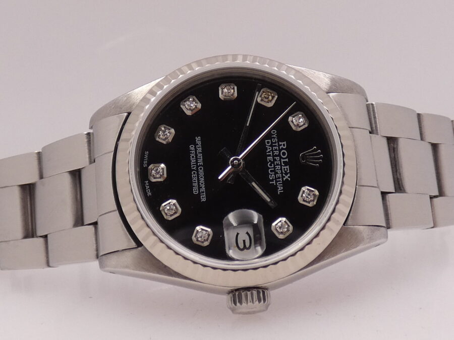 Rolex Datejust Mid-size Lady 68274 Diamond Dial Ghiera Oro Bianco ANNO 1986 Automatico - immagine 5