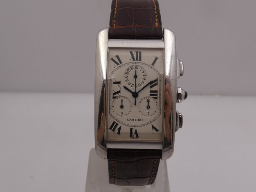 Cronografo Cartier Tank Americaine 2312 Oro Bianco 18 Kt ANNI '2000s - immagine 6