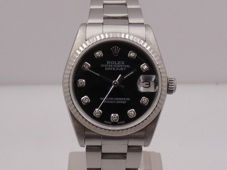 Rolex Datejust Mid-size Lady 68274 Diamond Dial Ghiera Oro Bianco ANNO 1986 Automatico - immagine 6