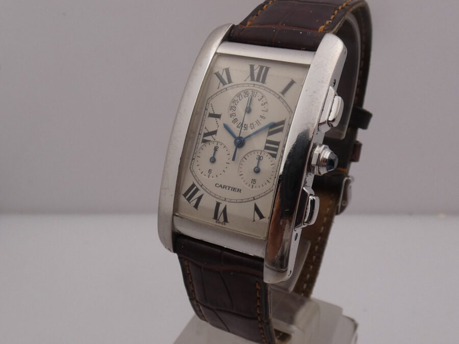 Cronografo Cartier Tank Americaine 2312 Oro Bianco 18 Kt ANNI '2000s - immagine 7