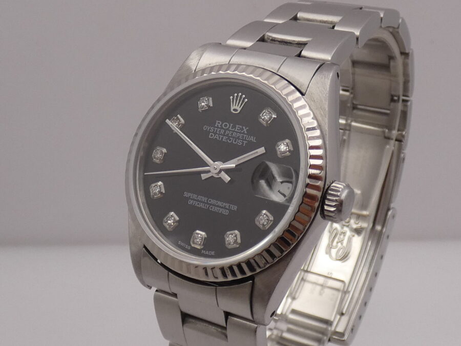 Rolex Datejust Mid-size Lady 68274 Diamond Dial Ghiera Oro Bianco ANNO 1986 Automatico - immagine 7