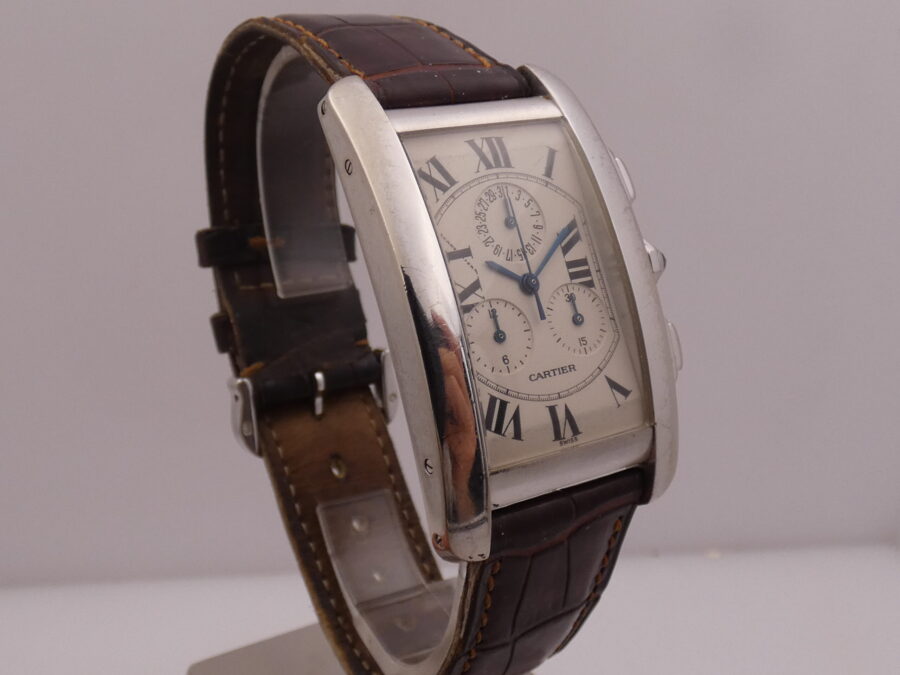 Cronografo Cartier Tank Americaine 2312 Oro Bianco 18 Kt ANNI '2000s - immagine 8