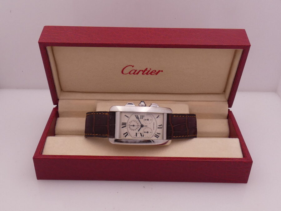 Cronografo Cartier Tank Americaine 2312 Oro Bianco 18 Kt ANNI '2000s - immagine 9
