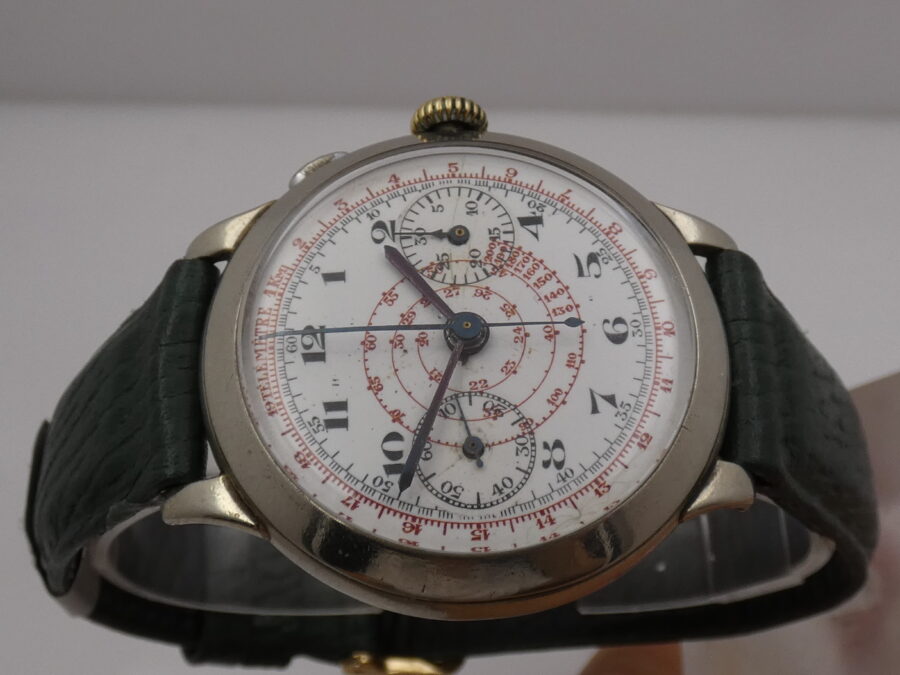 Cronografo Anonimo Monopulsante Oversize 39mm ANNI '40 Carica Manuale Ruota a Colonne