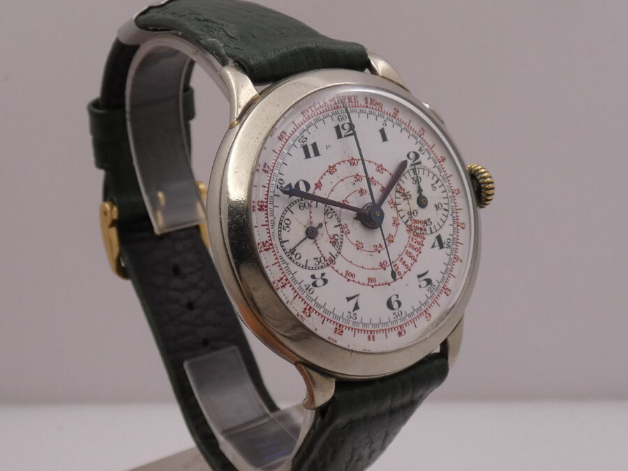 Cronografo Anonimo Monopulsante Oversize 39mm ANNI '40 Carica Manuale Ruota a Colonne - immagine 11