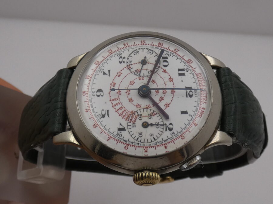 Cronografo Anonimo Monopulsante Oversize 39mm ANNI '40 Carica Manuale Ruota a Colonne - immagine 3