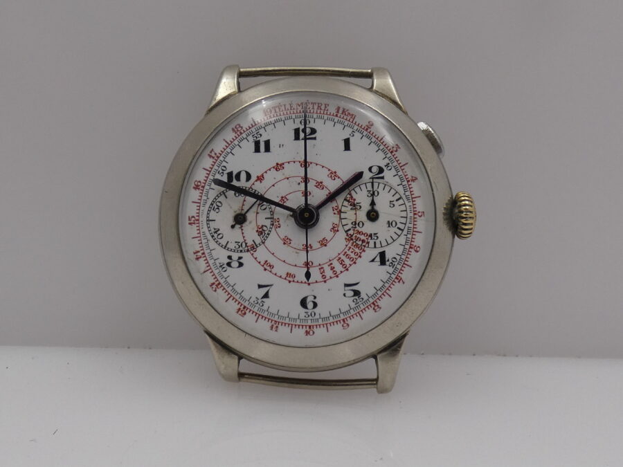 Cronografo Anonimo Monopulsante Oversize 39mm ANNI '40 Carica Manuale Ruota a Colonne - immagine 4