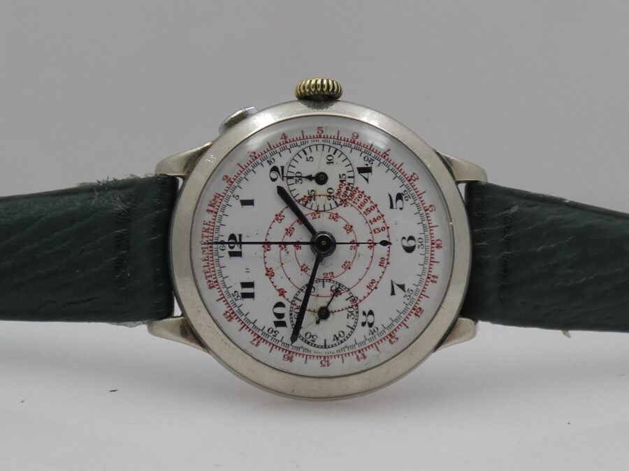 Cronografo Anonimo Monopulsante Oversize 39mm ANNI '40 Carica Manuale Ruota a Colonne - immagine 5