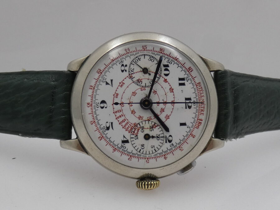 Cronografo Anonimo Monopulsante Oversize 39mm ANNI '40 Carica Manuale Ruota a Colonne - immagine 7