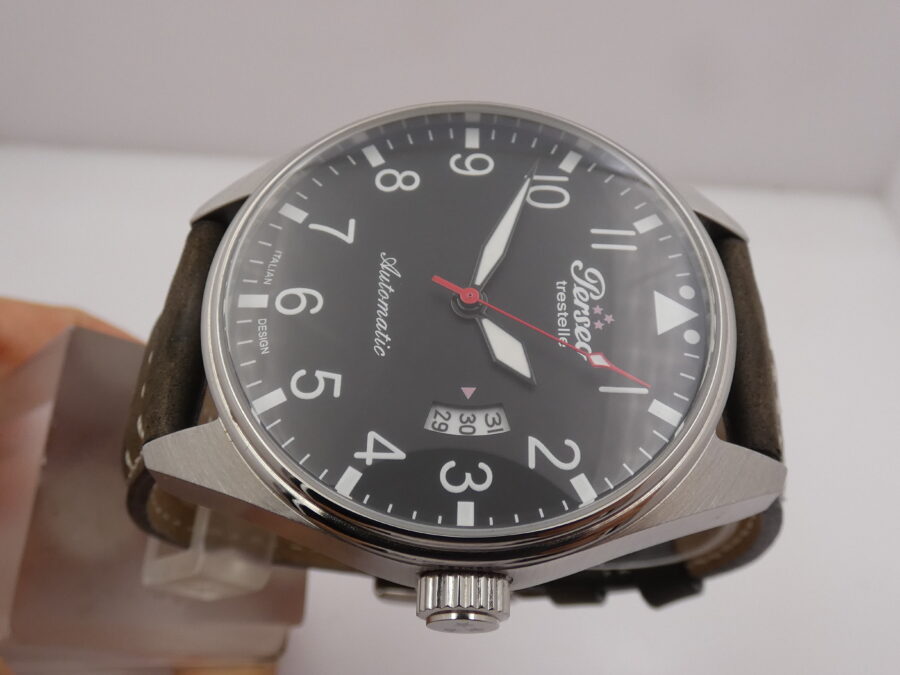 Perseo Aviatore Tre Stelle 11351 Automatic Date BOX & PAPERS NEVER WORN Acciaio - immagine 3