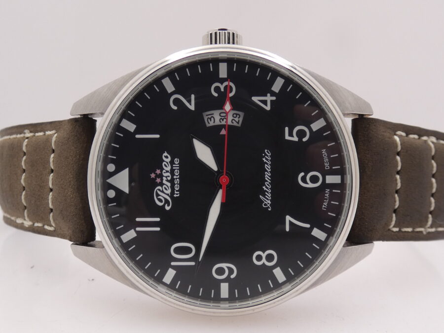 Perseo Aviatore Tre Stelle 11351 Automatic Date BOX & PAPERS NEVER WORN Acciaio - immagine 4
