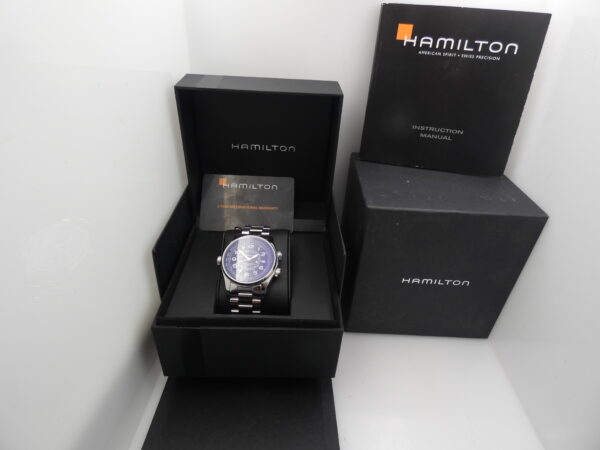 Hamilton Khaki Navy UTC GMT 3 Crown H77505133 Automatico NEW BOX & PAPERS Acciaio Braccialato