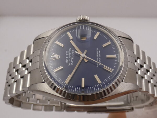 Rolex Datejust 36 Jubilee 16014 BLUE WIDE BOY DIAL Ghiera Oro Bianco 18 Kt Automatico ANNO 1980 Acciaio