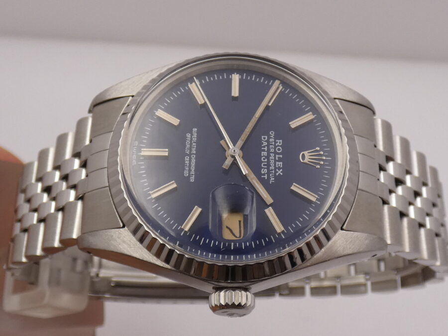 Rolex Datejust 36 Jubilee 16014 BLUE WIDE BOY DIAL Ghiera Oro Bianco 18 Kt Automatico ANNO 1980 Acciaio - immagine 3