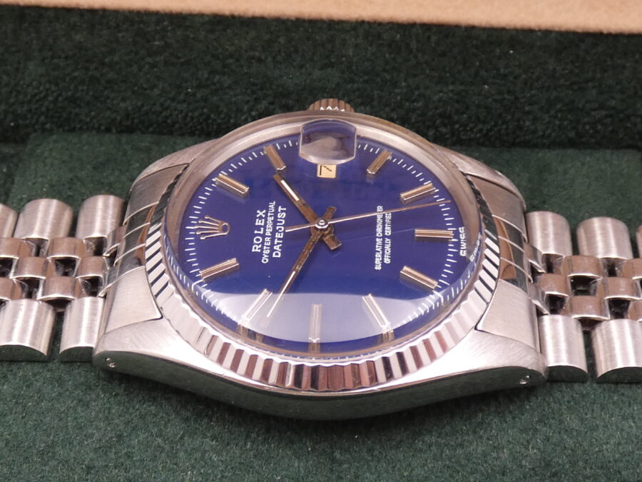 Rolex Datejust 36 Jubilee 16014 BLUE WIDE BOY DIAL Ghiera Oro Bianco 18 Kt Automatico ANNO 1980 Acciaio - immagine 6