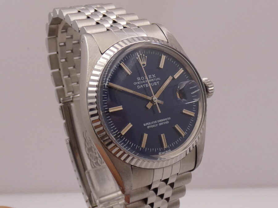 Rolex Datejust 36 Jubilee 16014 BLUE WIDE BOY DIAL Ghiera Oro Bianco 18 Kt Automatico ANNO 1980 Acciaio - immagine 8