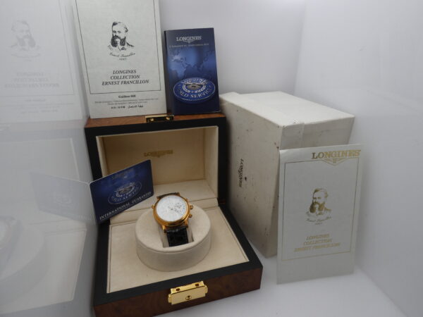 Longines Untouched Ernest Francillon Chrongraph Rattrapante 18 Kt Solid Gold BOX & PAPERS Automatico