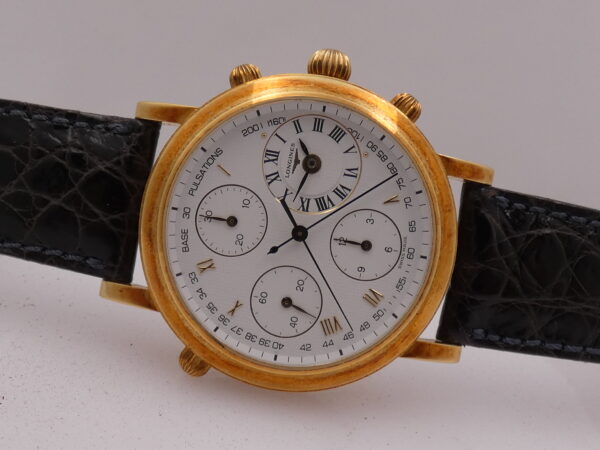 Longines Untouched Ernest Francillon Chrongraph Rattrapante 18 Kt Solid Gold BOX & PAPERS Automatico