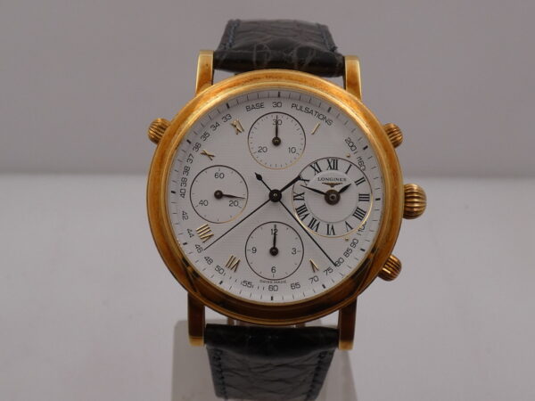 Longines Untouched Ernest Francillon Chrongraph Rattrapante 18 Kt Solid Gold BOX & PAPERS Automatico