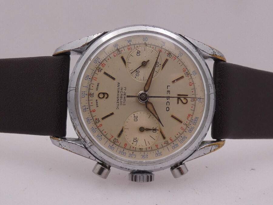 Cronografo Lesco Bicompax 36mm ANNI '50s Carica Manuale Landeron 248 - immagine 6