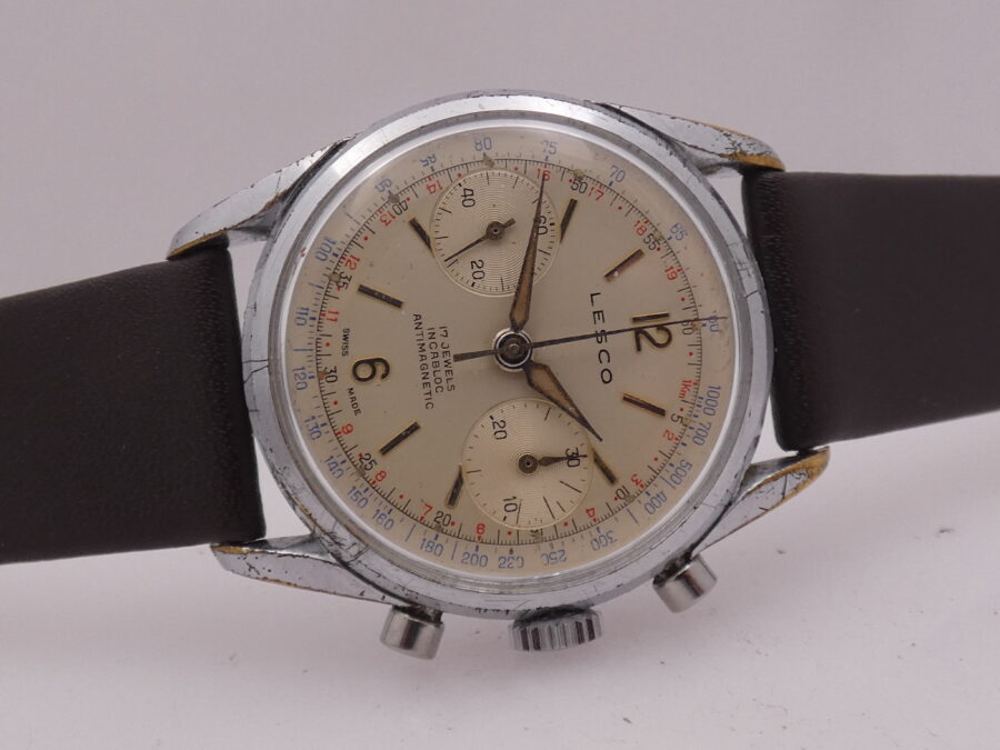 Cronografo Lesco Bicompax 36mm ANNI '50s Carica Manuale Landeron 248 - immagine 7