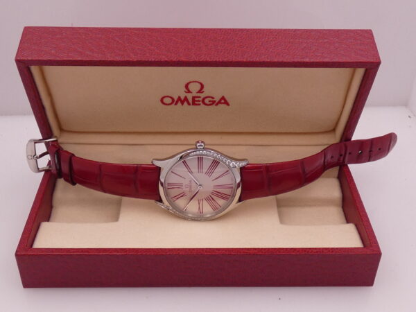 Omega De Ville Trésor 36 mm Diamonds Bezel Red Indexes Anno 2011 Ladies Watch