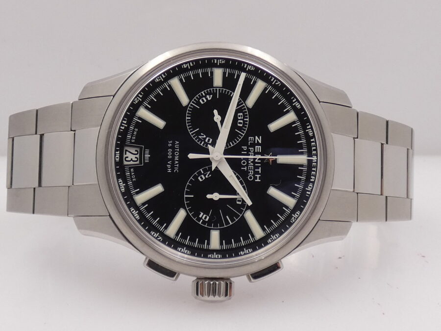 Zenith Captain El Primero Pilot Chronografo BOX & PAPERS Top Condition ANNO 2013 Automatico - immagine 6