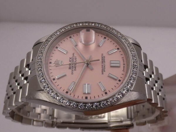 Rolex Datejust 36 16220 Jubilee Pink Dial Diamond Bezel ANNO 1998 Acciaio Automatico