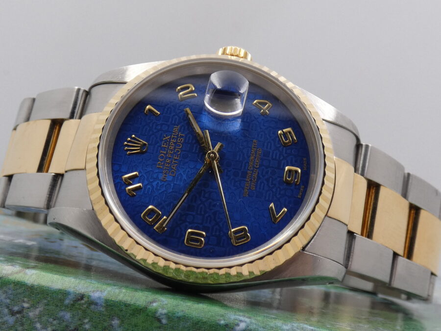 Rolex Datejust 36 16233 Blue Jubilee Dial Acciaio & Oro 18Kt ANNO 1991 Automatico With BOX - immagine 4