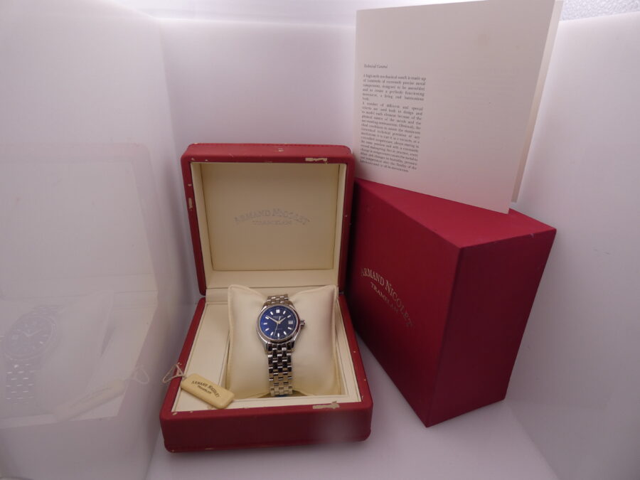 Armand Nicolet Tramelan Hunter Date 9040A NEW OLD STOCK BOX & PAPERS Automatico Bracelet - immagine 10