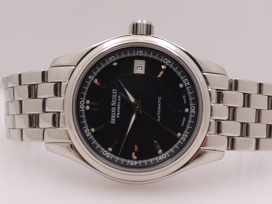 Armand Nicolet Tramelan Hunter Date 9040A NEW OLD STOCK BOX & PAPERS Automatico Bracelet - immagine 4