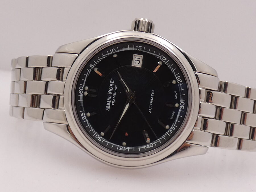 Armand Nicolet Tramelan Hunter Date 9040A NEW OLD STOCK BOX & PAPERS Automatico Bracelet - immagine 5