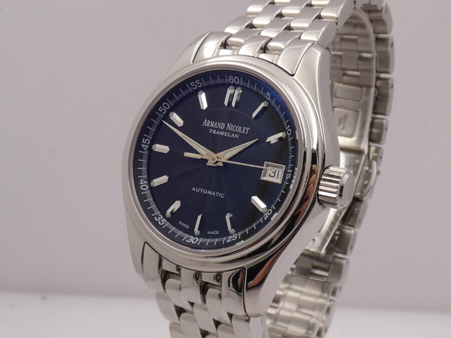 Armand Nicolet Tramelan Hunter Date 9040A NEW OLD STOCK BOX & PAPERS Automatico Bracelet - immagine 7