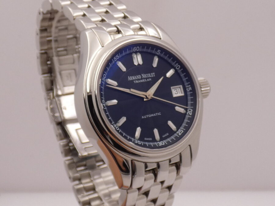 Armand Nicolet Tramelan Hunter Date 9040A NEW OLD STOCK BOX & PAPERS Automatico Bracelet - immagine 8