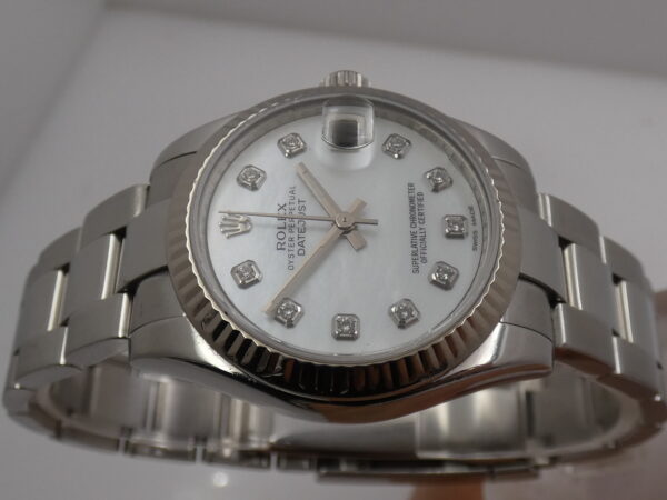 Rolex Datejust 31 Mid-Size 178274 MOP DIAMONDS DIAL 18 Kt White Gold Bezel BOX & PAPERS ITALIA