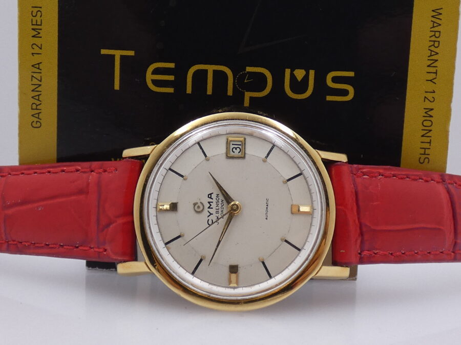 Cyma J.W.Benson London Pie Pan Dial Oro 18 Kt Automatic Date ANNI '50 - immagine 2