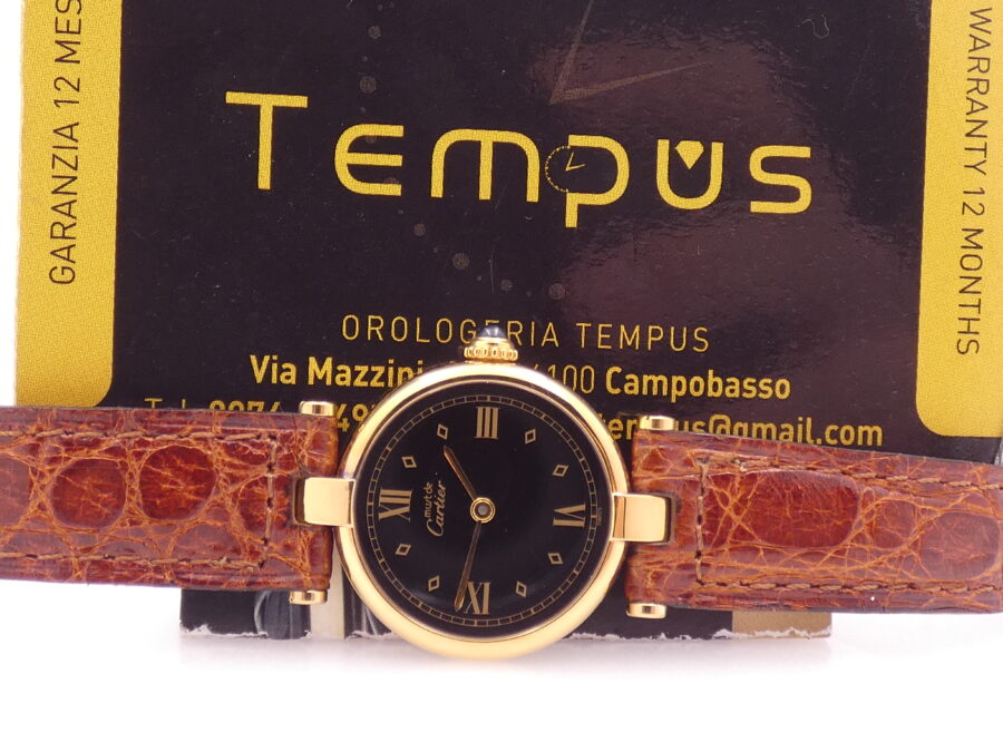Cartier Tank Vermeil Gold Mantel NEW OLD STOCK Box & Papers 590004 Silver 925 18Kt G.F. Anni '90 - immagine 2
