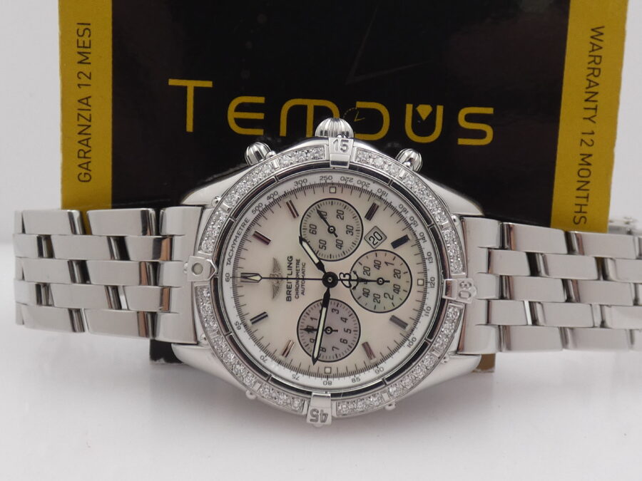 Breitling Shadow Flyback Chronograph DIAMONDS BEZEL MOP DIAL Box & Papers Anno 2005 Automatico Acciaio - immagine 2
