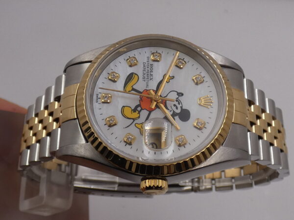Rolex Datejust 36 16233 MOP DIAMONDS MICKEY MOUSE DIAL 18Kt Gold & Steel Jubilee Anno 1996