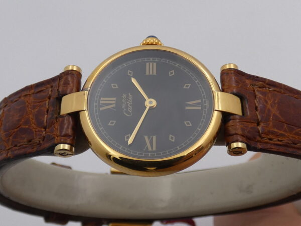 Cartier Tank Vermeil Gold Mantel NEW OLD STOCK Box & Papers 590004 Silver 925 18Kt G.F. Anni '90