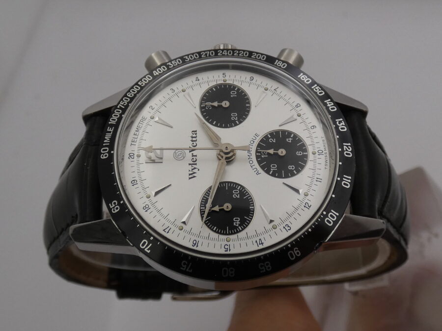 Wyler Vetta Chronograph Panda BOX & PAPERS Tritium Dial Automatico Acciaio Anno '90