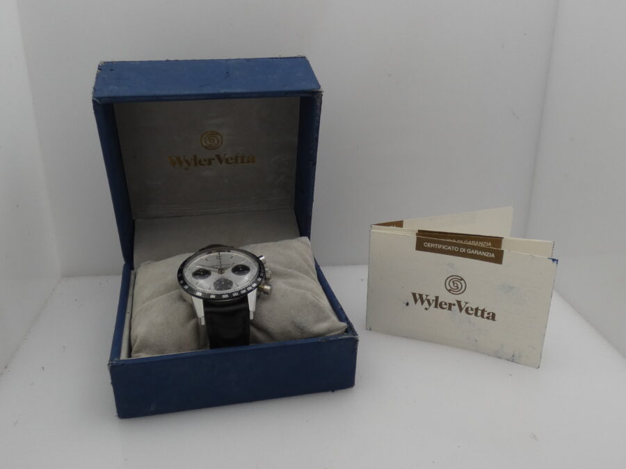 Wyler Vetta Chronograph Panda BOX & PAPERS Tritium Dial Automatico Acciaio Anno '90 - immagine 11
