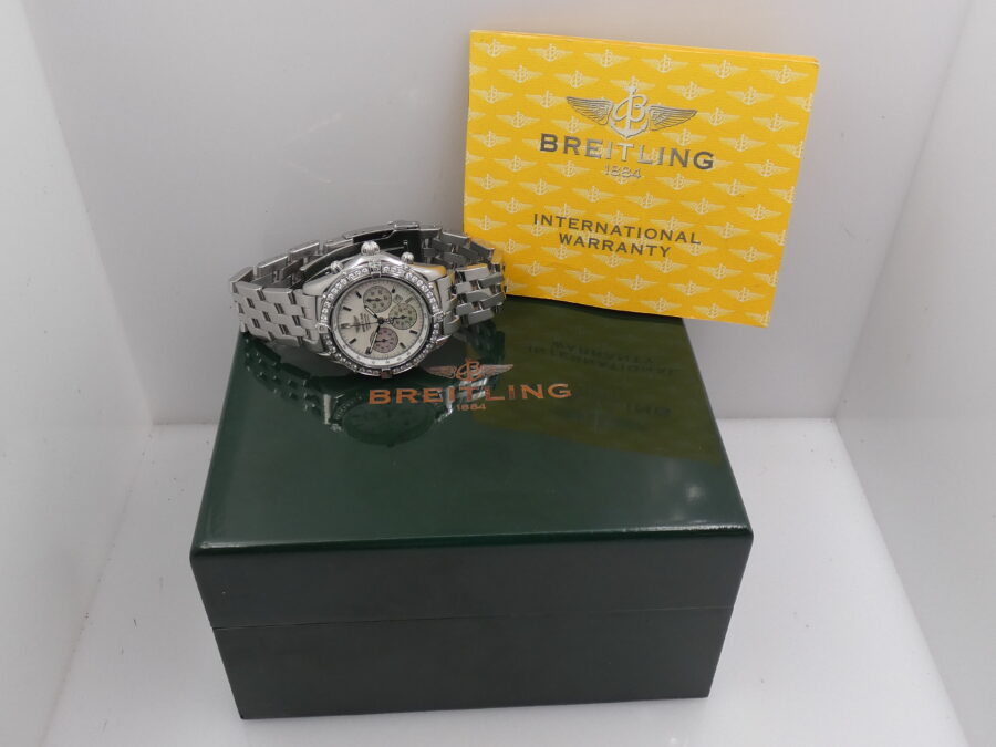 Breitling Shadow Flyback Chronograph DIAMONDS BEZEL MOP DIAL Box & Papers Anno 2005 Automatico Acciaio - immagine 11