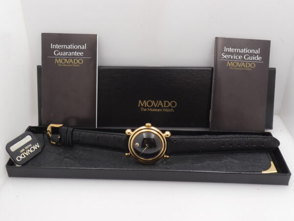 Movado Museum Bubble 37mm NEW OLD STOCK 18 Kt G.F BOX & PAPERS Years '90 Never Worn