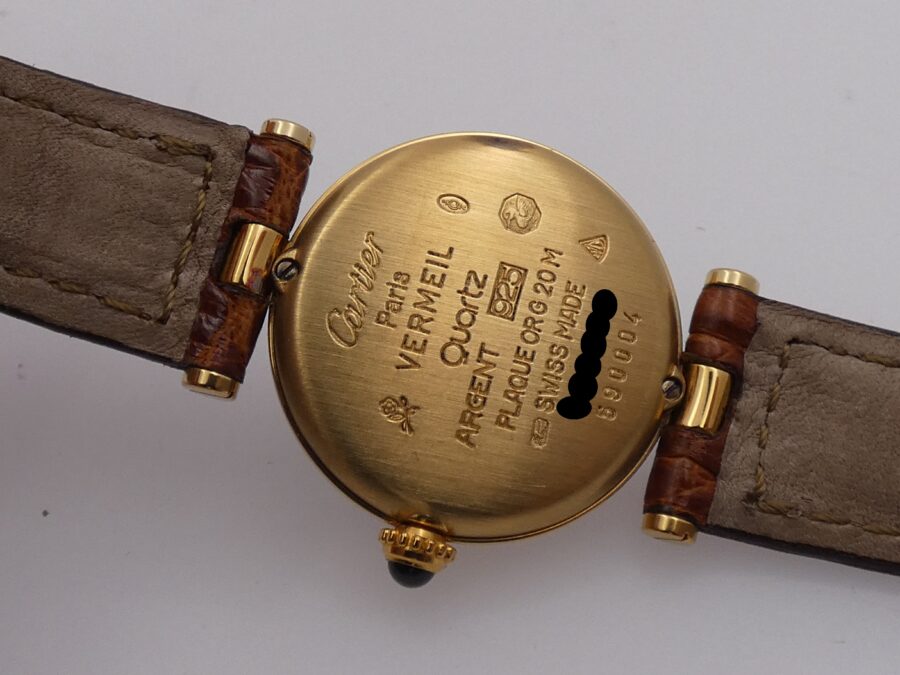 Cartier Tank Vermeil Gold Mantel NEW OLD STOCK Box & Papers 590004 Silver 925 18Kt G.F. Anni '90 - immagine 17