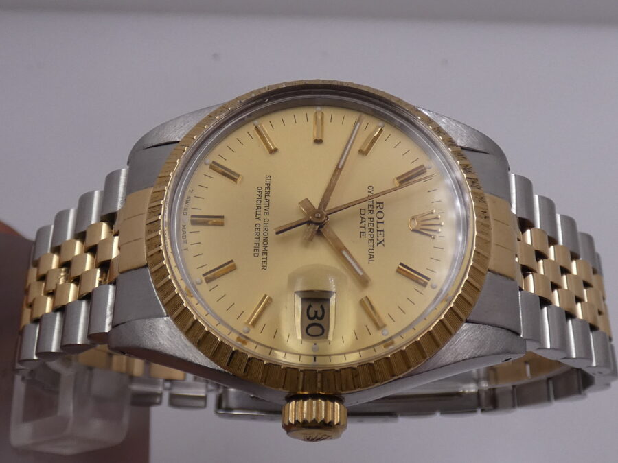 Rolex Oyster Perpetual Date15053 Steel & 18 Kt Gold WITH PAPERS Serviced in Rolex Year 1986 - immagine 3